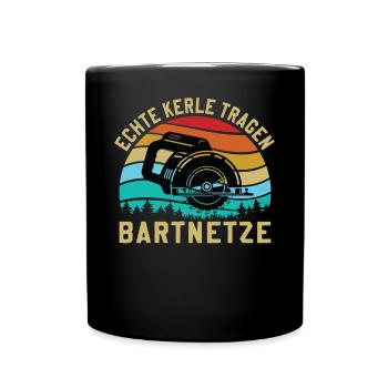 Forstwirtschaft Waldarbeiter Spruch Echte Kerle - Tasse einfarbig - Schwarz - Vorne