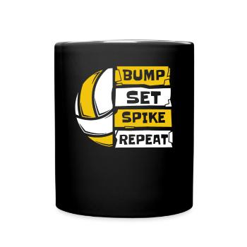 Bump Set Spike Repeat Volleyball Freak Volleyball - Full Colour Mug - black - Front