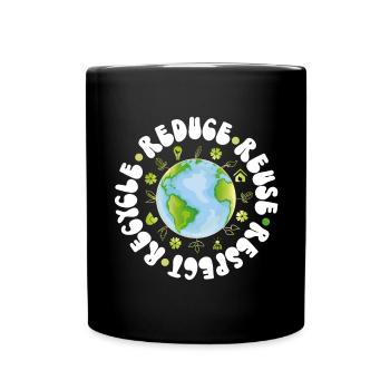 Erde Tag Groovy Hippie 70s Retro Retro - Tasse einfarbig - Schwarz - Vorne