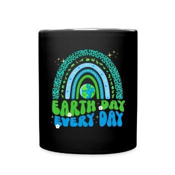 Erde Tag Groovy Hippie 70s Retro Retro - Tasse einfarbig - Schwarz - Vorne