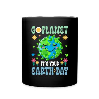 Erde Tag Groovy Hippie 70s Retro Retro - Tasse einfarbig - Schwarz - Vorne