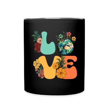 Erde Tag Groovy Hippie 70s Retro Retro - Tasse einfarbig - Schwarz - Vorne