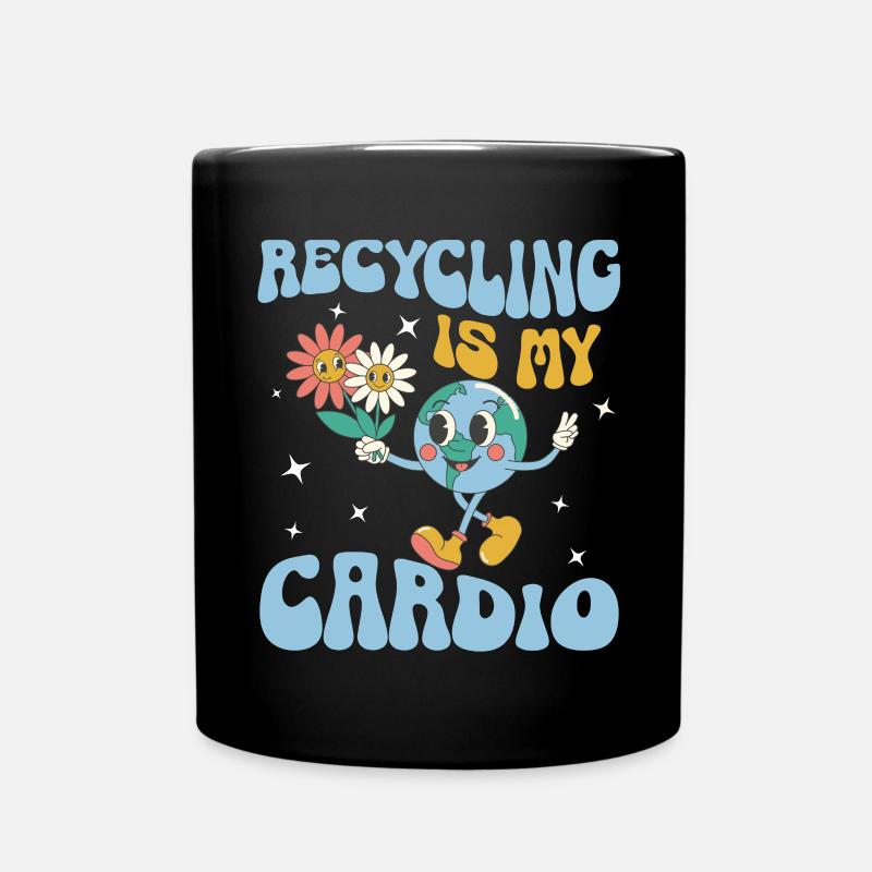 Erde Tag Groovy Hippie 70s Retro Retro - Tasse einfarbig - Schwarz