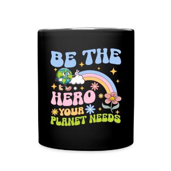 Erde Tag Groovy Hippie 70s Retro Retro - Tasse einfarbig - Schwarz - Vorne