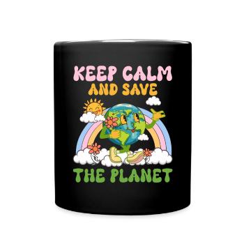 Erde Tag Groovy Hippie 70s Retro Retro - Tasse einfarbig - Schwarz - Vorne