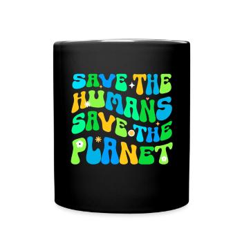 Erde Tag Groovy Hippie 70s Retro Retro - Tasse einfarbig - Schwarz - Vorne