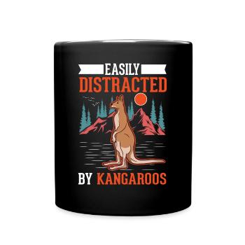 Facilement distrait par les kangourous Kangourou - Mug uni - noir - Devant