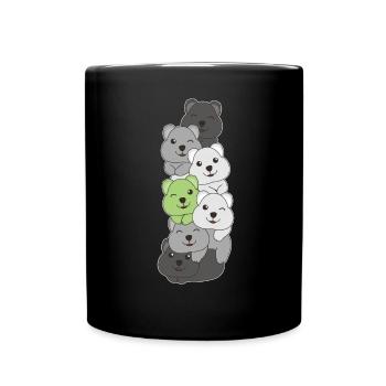 Agender Flag Pride LGBTQ Cute Quokka Stack - Full Colour Mug - black - Front