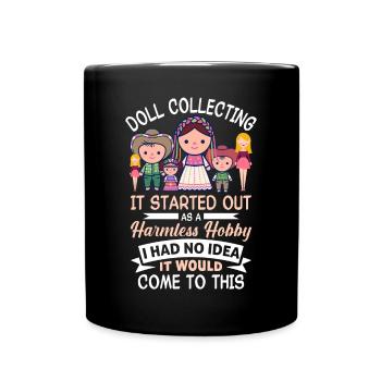 Sammlerpuppe Porzellanpuppe Puppe - Tasse einfarbig - Schwarz - Vorne