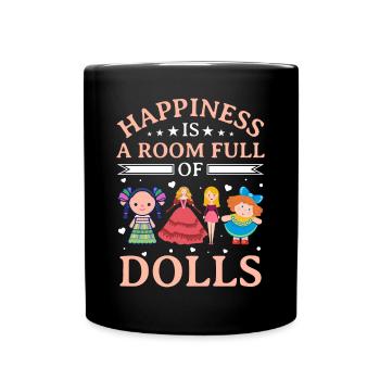 Sammlerpuppe Porzellanpuppe Puppe - Tasse einfarbig - Schwarz - Vorne