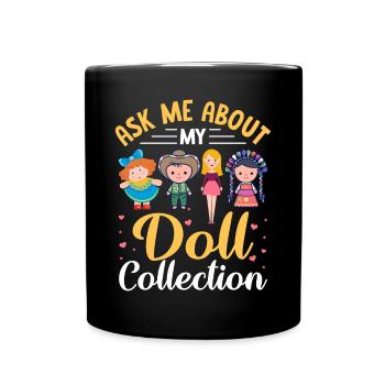 Sammlerpuppe Porzellanpuppe Puppe - Tasse einfarbig - Schwarz - Vorne