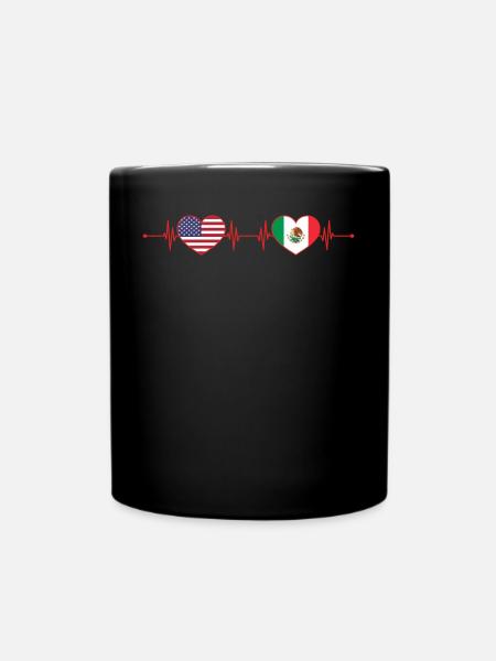 USA Mexiko Herzschlag Amerikanisch-Mexikanische Herzflagge - Tasse einfarbig - Schwarz