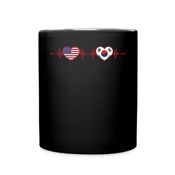 USA South Korea Heartbeat American South Korean - Full Colour Mug - black - Front