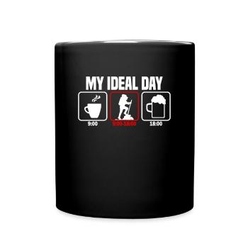 Mein perfekter Tag Wandern Wanderer - Tasse einfarbig - Schwarz - Vorne