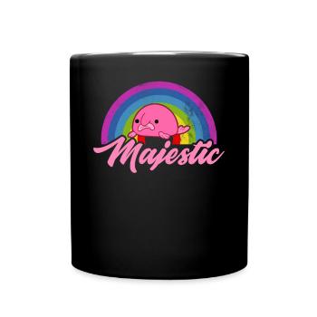 Lustiger Blobfisch Meerestier Regenbogen - Tasse einfarbig - Schwarz - Vorne