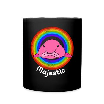 Lustiger Blobfisch Meerestier Regenbogen - Tasse einfarbig - Schwarz - Vorne