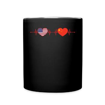 USA China Heartbeat American Chinese - Full Colour Mug - black - Front