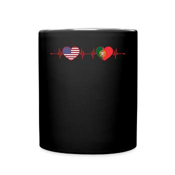 USA Portugal Heartbeat American Portuguese - Full Colour Mug - black - Front