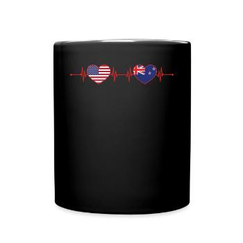 États-Unis Nouvelle-Zélande Heartbeat Américain Néo-Zélandais - Mug uni - noir - Devant