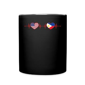 USA Philippinen Herzschlag Amerikanisch Filipino - Tasse einfarbig - Schwarz - Vorne