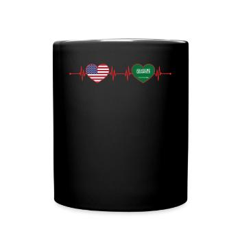 États-Unis Arabie Saoudite Heartbeat Américain Saoudien - Mug uni - noir - Devant