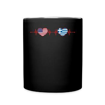 USA Griechischer Herzschlag Amerikanisches Griechenland - Tasse einfarbig - Schwarz - Vorne