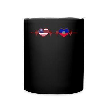 USA Haiti Heartbeat American Haitian - Full Colour Mug - black - Front