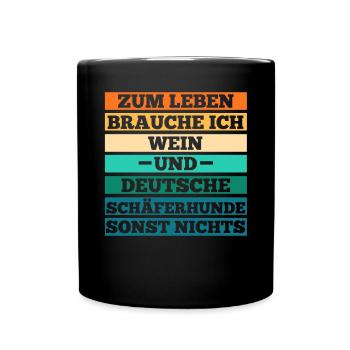 Wein Hund Deutscher Schäferhund - Tasse einfarbig - Schwarz - Vorne