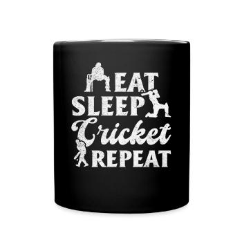 Funny Cricketing Cricket Player - Eat Sleep Cricke - Full Colour Mug - black - Front