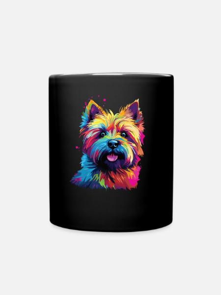 Wasserfarben Farbenfroher Cairn Terrier - Tasse einfarbig - Schwarz