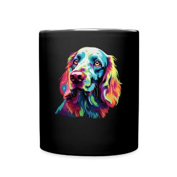 Aquarelle colorée Setter anglais - Mug uni - noir - Devant