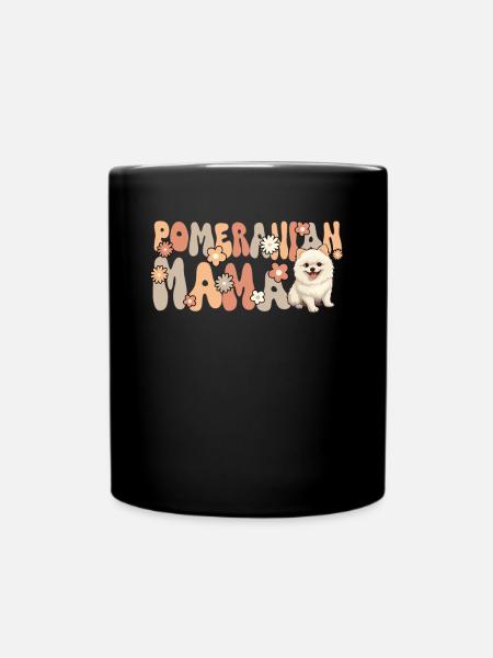 Zwergspitz Groovy Zwergspitz Mama - Tasse einfarbig - Schwarz
