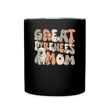 Pyrenean Mountain Dog Groovy Great Pyrenees Mom - Full Colour Mug - black - Front