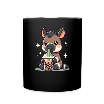 Kawaii Okapis Bubble Tea Boba Okapi - Full Colour Mug - black - Front