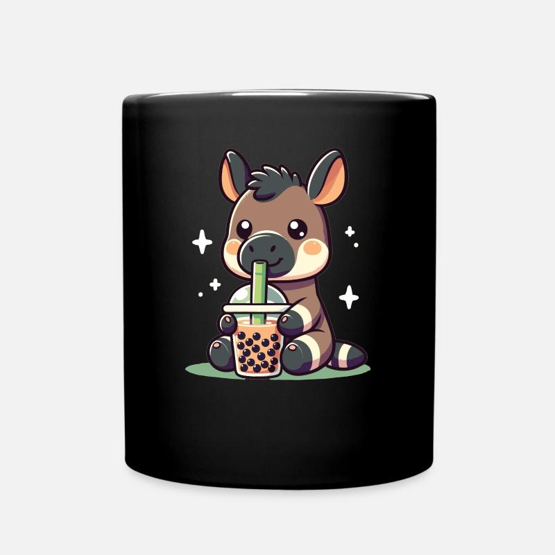 Kawaii Okapis Bubble Tea Boba Okapi - Tasse einfarbig - Schwarz