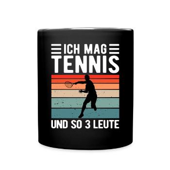 Tennis Tennisspieler Tennisplatz retro - Tasse einfarbig - Schwarz - Vorne