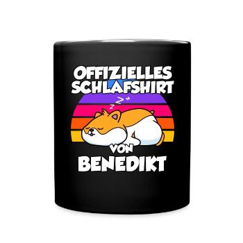 Offizielles Schlafshirt Von Benedikt - Tasse einfarbig - Schwarz - Vorne