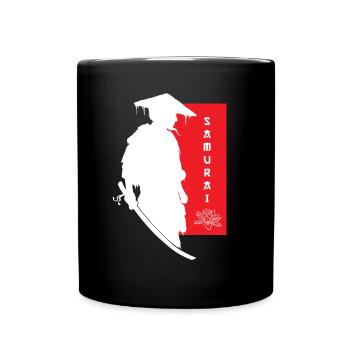Samurai Blume Krieger Seelenfrieden Kunst - Tasse einfarbig - Schwarz - Vorne