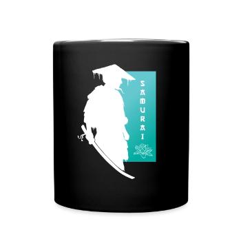 Samurai Blume Krieger Seelenfrieden Kunst - Tasse einfarbig - Schwarz - Vorne