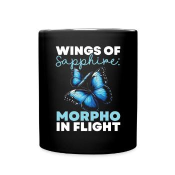 Papillon Amoureux Insecte Bug Bleu Morpho Papillon - Mug uni - noir - Devant