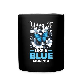 Butterfly Lover Insect Bug Blue Morpho Butterfly - Full Colour Mug - black - Front