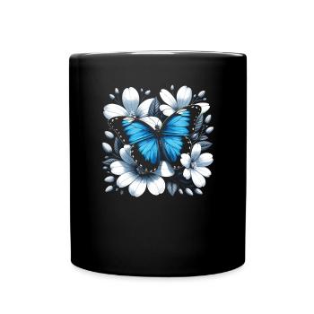 Papillon amoureux insecte insecte bleu Morpho papillon - Mug uni - noir - Devant