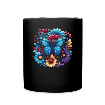 Papillon amoureux insecte insecte bleu Morpho papillon - Mug uni - noir - Devant