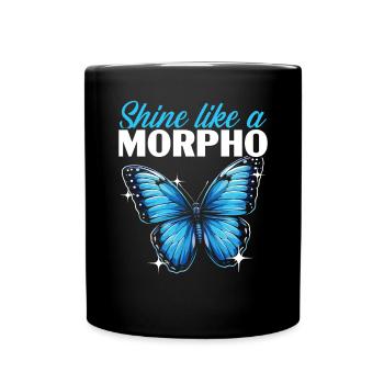 Papillon amoureux insecte insecte bleu Morpho papillon - Mug uni - noir - Devant