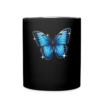 Papillon amoureux insecte insecte bleu Morpho papillon - Mug uni - noir - Devant
