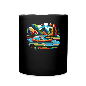 Kanufahren, Kajak, Wassersport, Tretboot, Bootfahren - Tasse einfarbig - Schwarz - Vorne