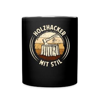 HOLZHACKER MIT STIL - Holzfäller Outfits Herren - Tasse einfarbig - Schwarz - Vorne