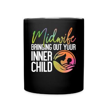 Nurse Midwife Birth Worker Pun - Full Colour Mug - black - Front