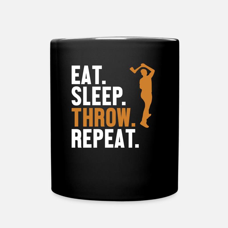 Eat Sleep Throw Repeat Axe Throwing Competition - Full Colour Mug - black