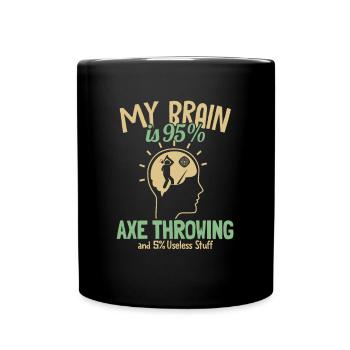 Mon cerveau est à 95 % Axtwerfen Jeu de lancer de hache Hache - Mug uni - noir - Devant